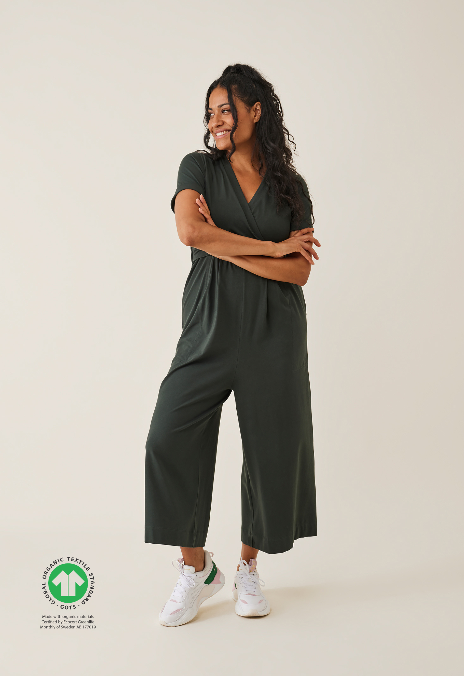 Jumpsuit gravid med amningsfunktion - Deep Green