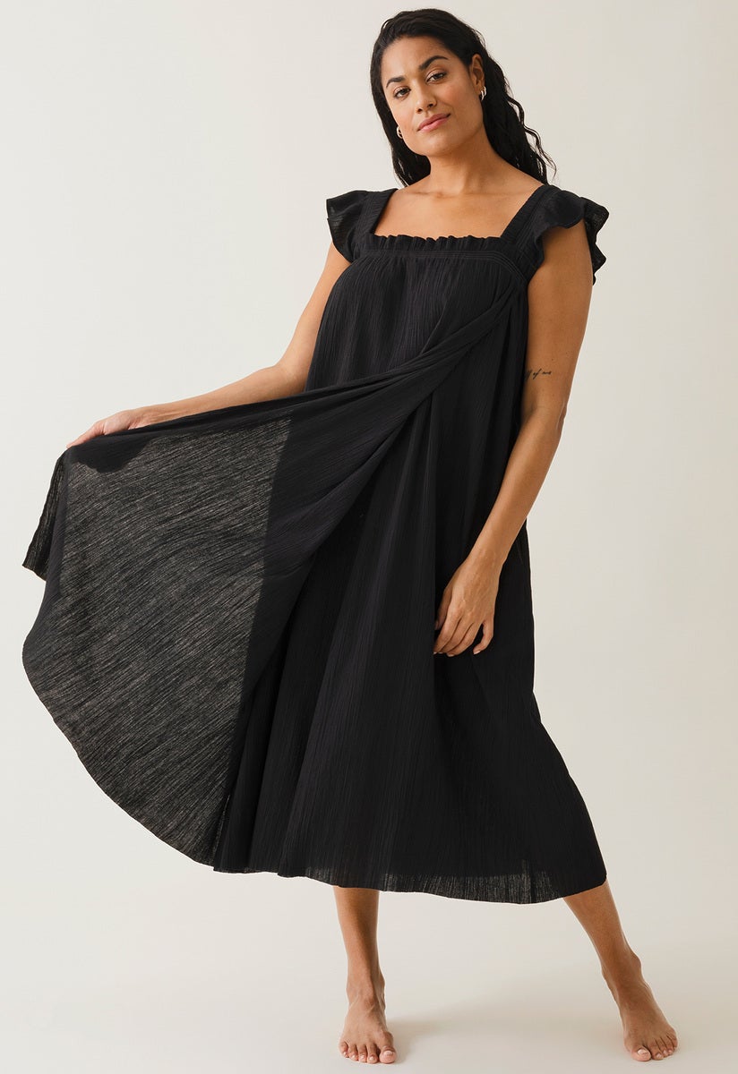 Boho amningsklänning med smock - Svart