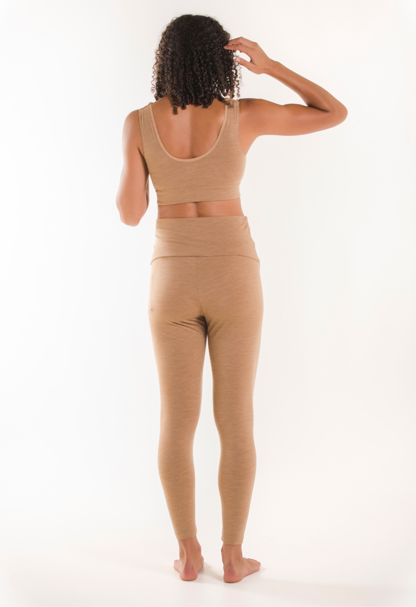 Gravidleggings i merinoull - Brown Melange