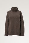 Stickad amningströja med polokrage - Brown Grey Melange