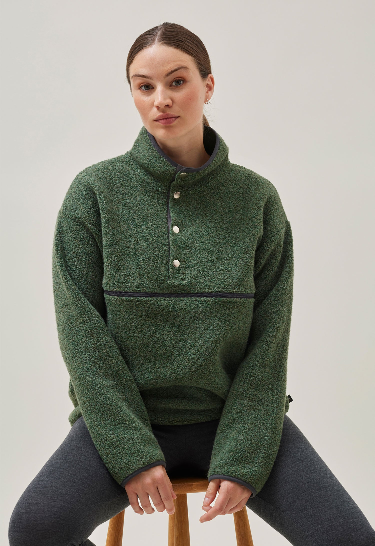 Product Image for Fleecetröja i ull 90s - Grön - S/M
