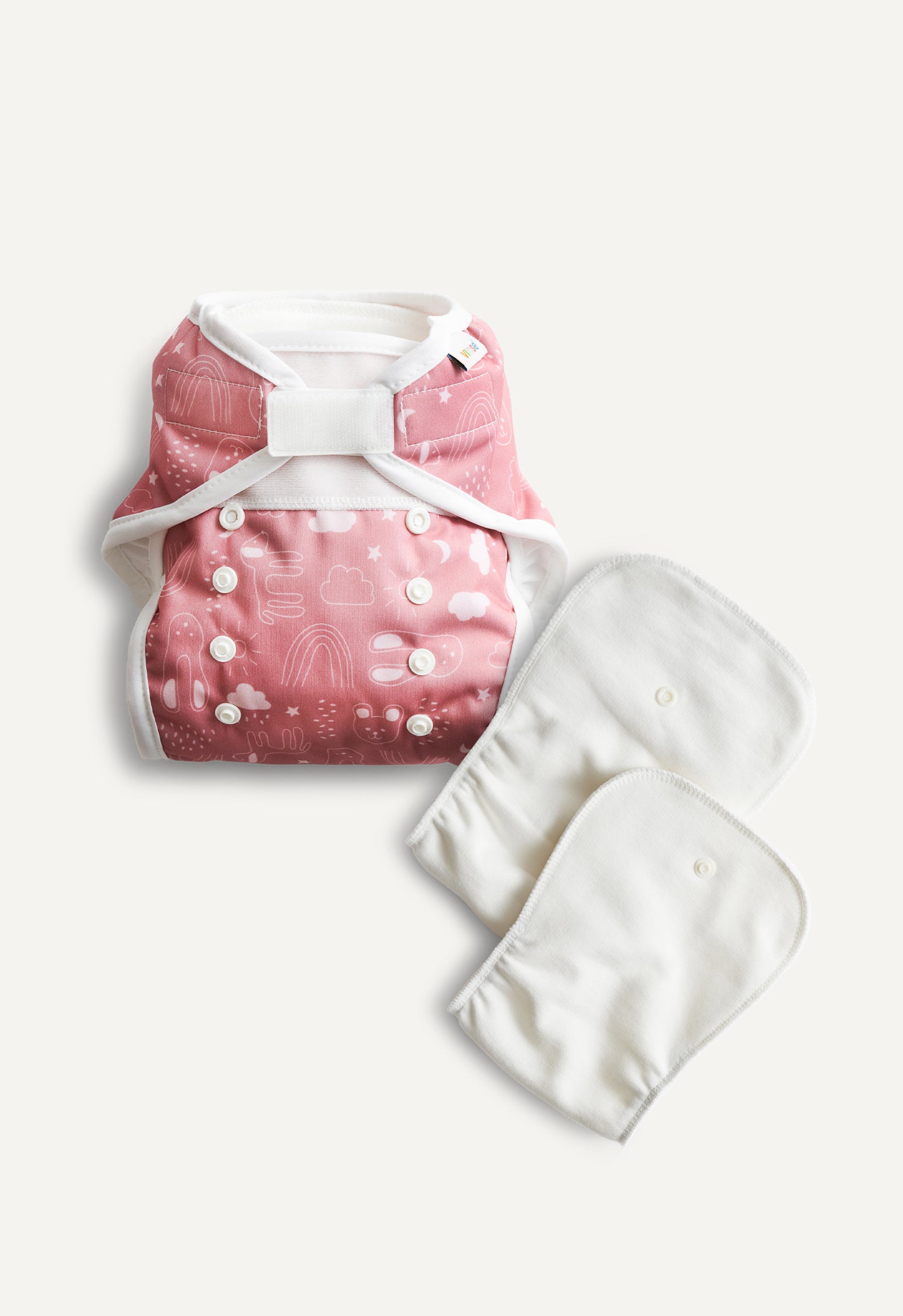Product Image for Skalblöja och inlägg - All in Two - Rosa Teddy - One Size