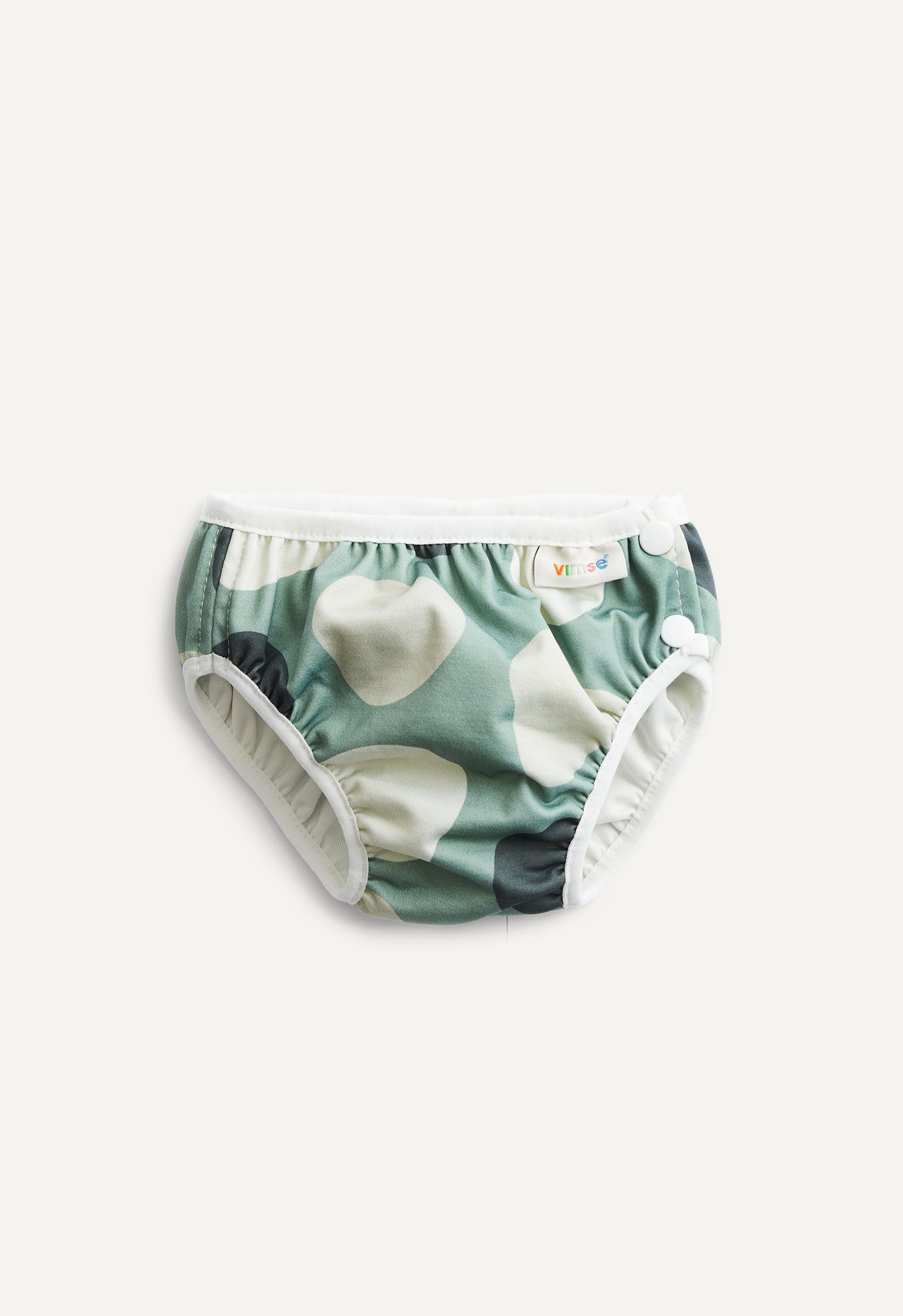 Product Image for Badblöja med sidoknäppning - Grön print - 7-10 kg