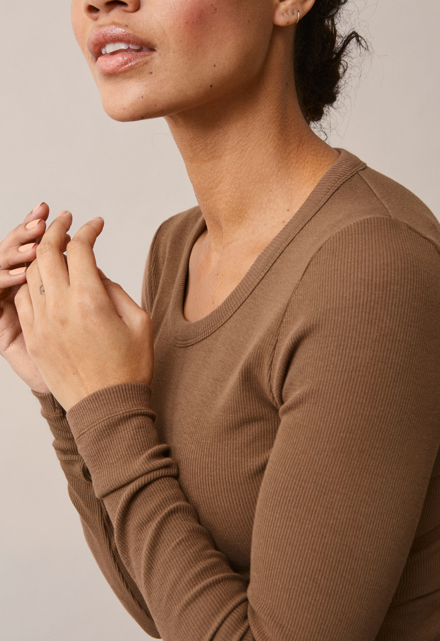 Signe l/s top - Hazelnut