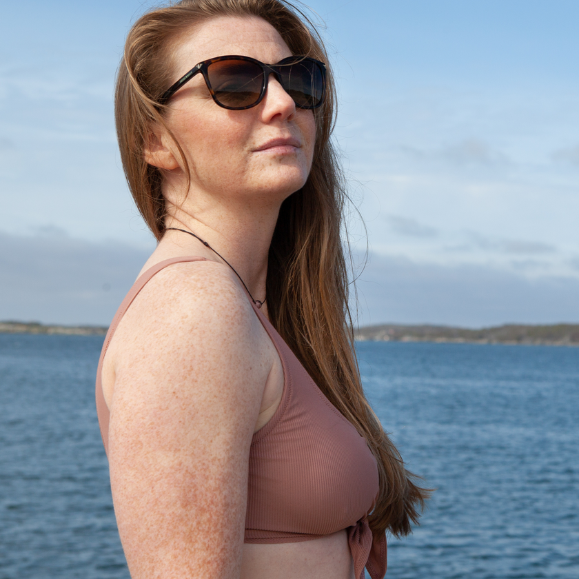 Ribbad badtopp - Rose Brown