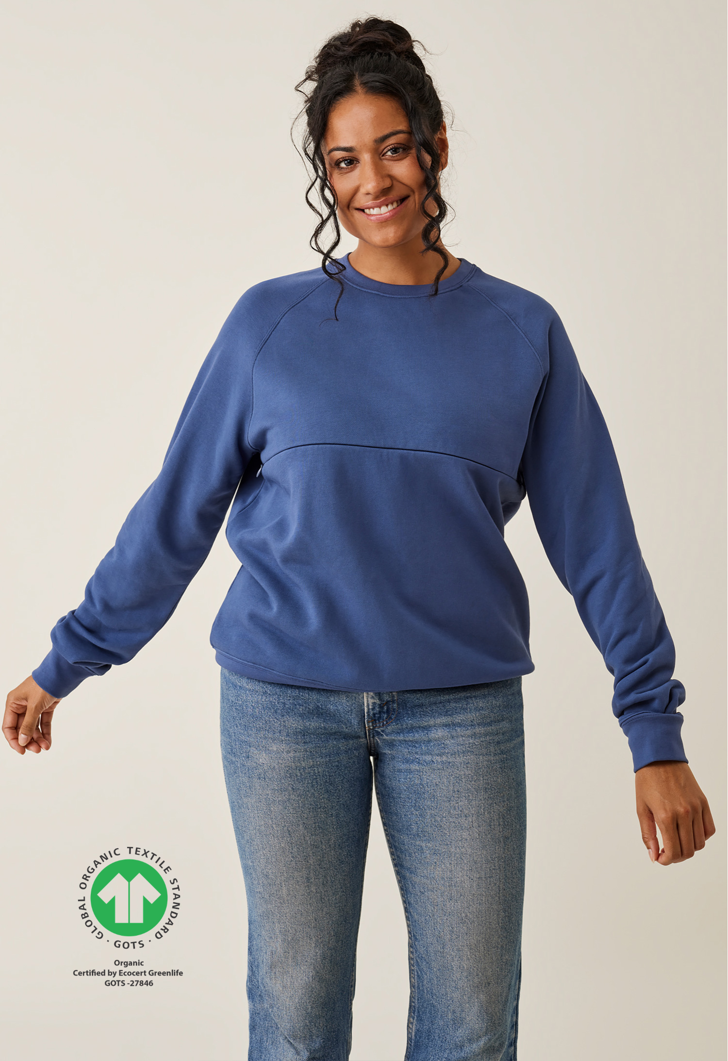 Sweatshirt med amningsfunktion - Indigo Blue