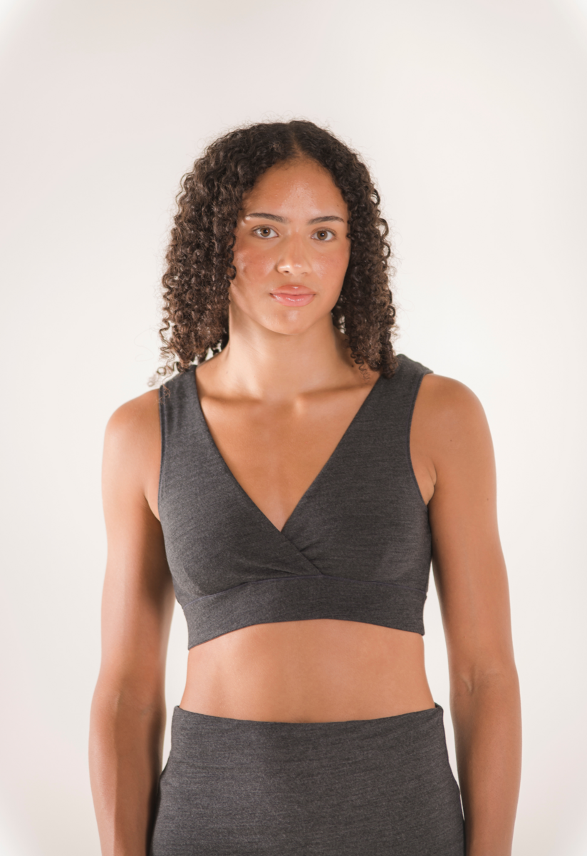Amningsbh i merinoull - Dark Grey Melange
