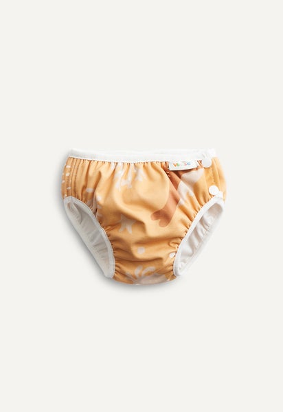 Badblöja med sidoknäppning - Gul print