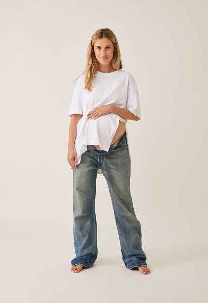 Oversized t-shirt med slits - Vit