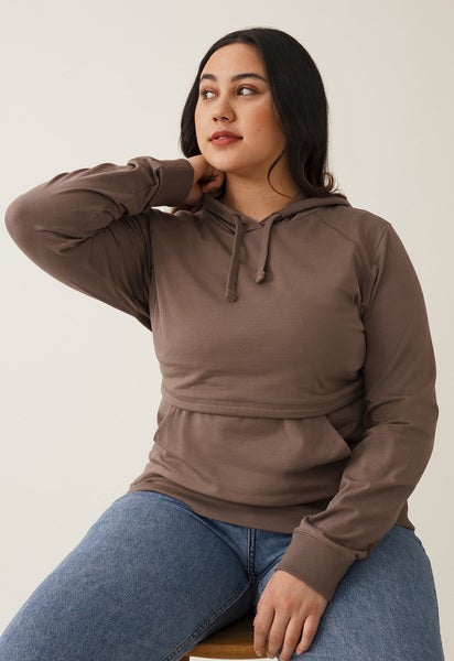 Hoodie med fleecefunktion - Dark Taupe