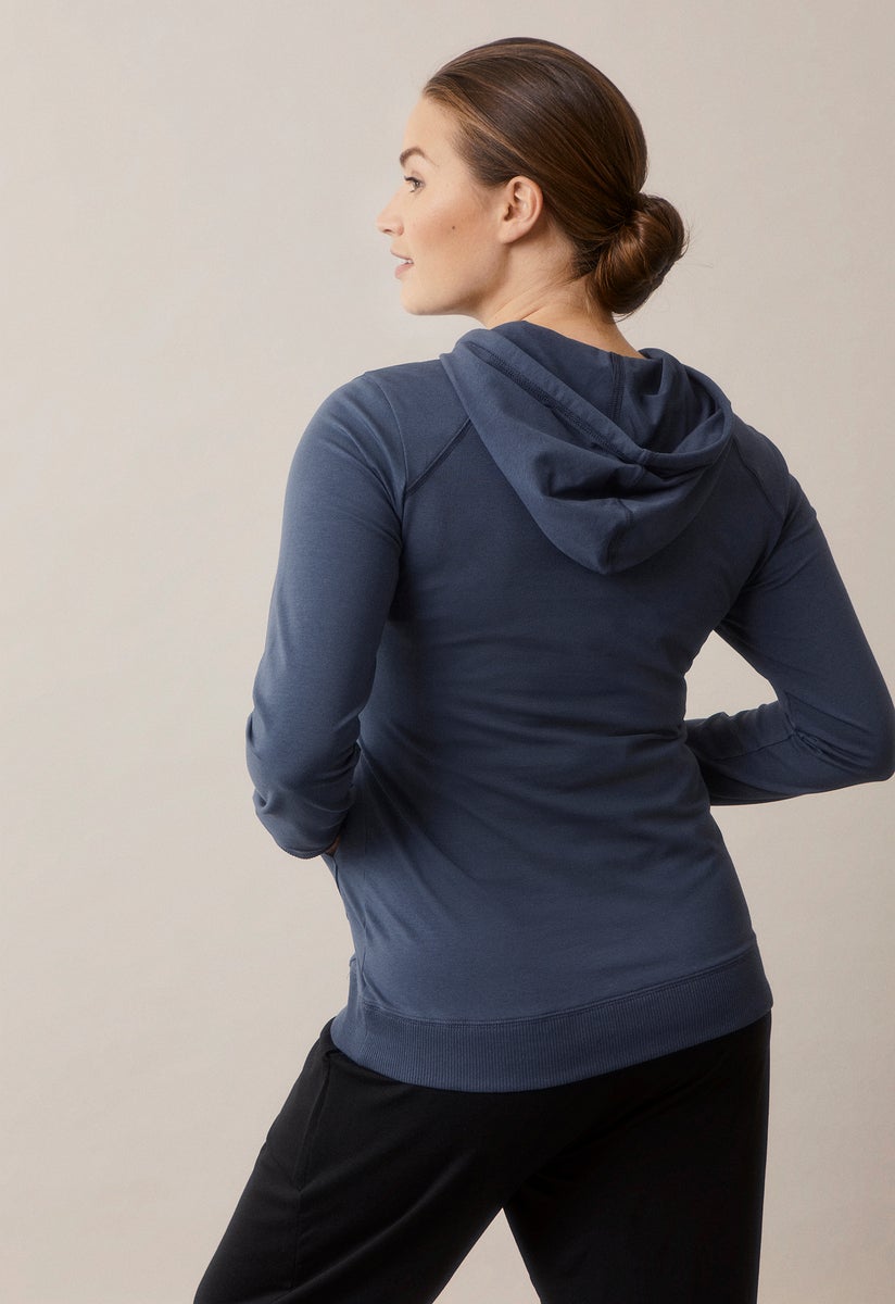 Hoodie med fleecefodrad amningsfunktion - Thunder Blue