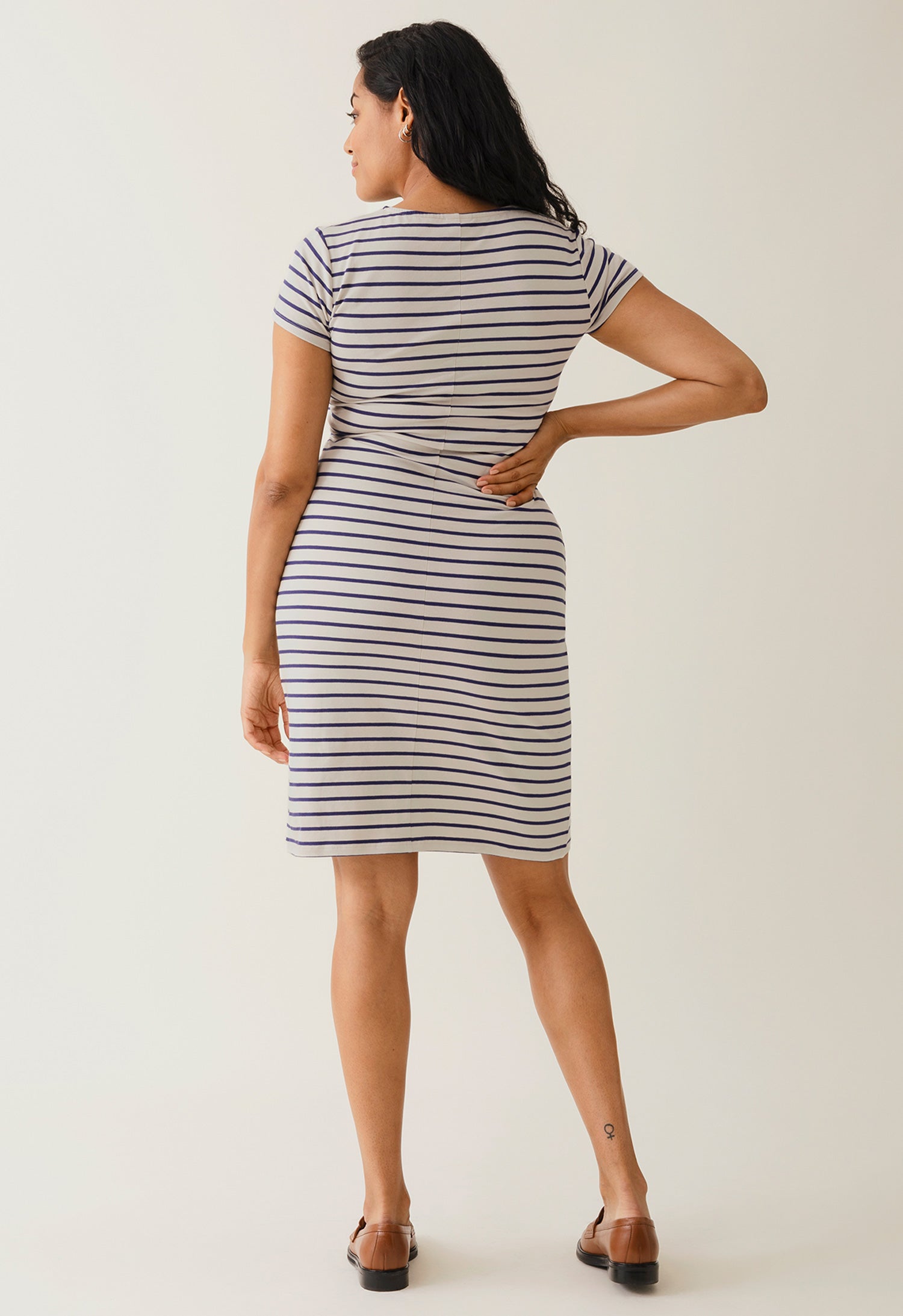 Simone Dress Oatmeal/Cobolt