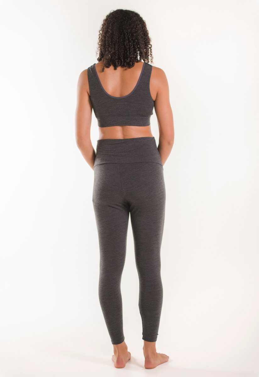 Gravidleggings i merinoull - Grey Melange