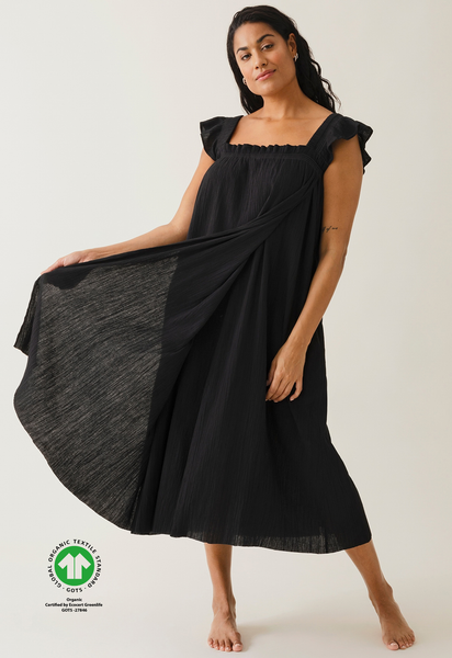 Boho amningsklänning med smock - Svart