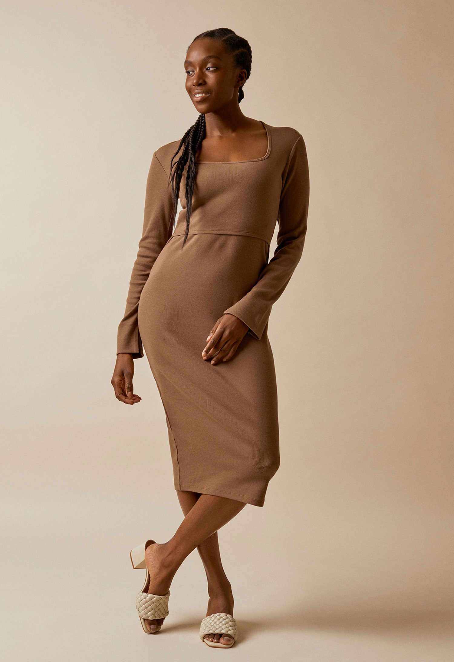 Product Image for Signe l/s dress - Hazelnut - XXL