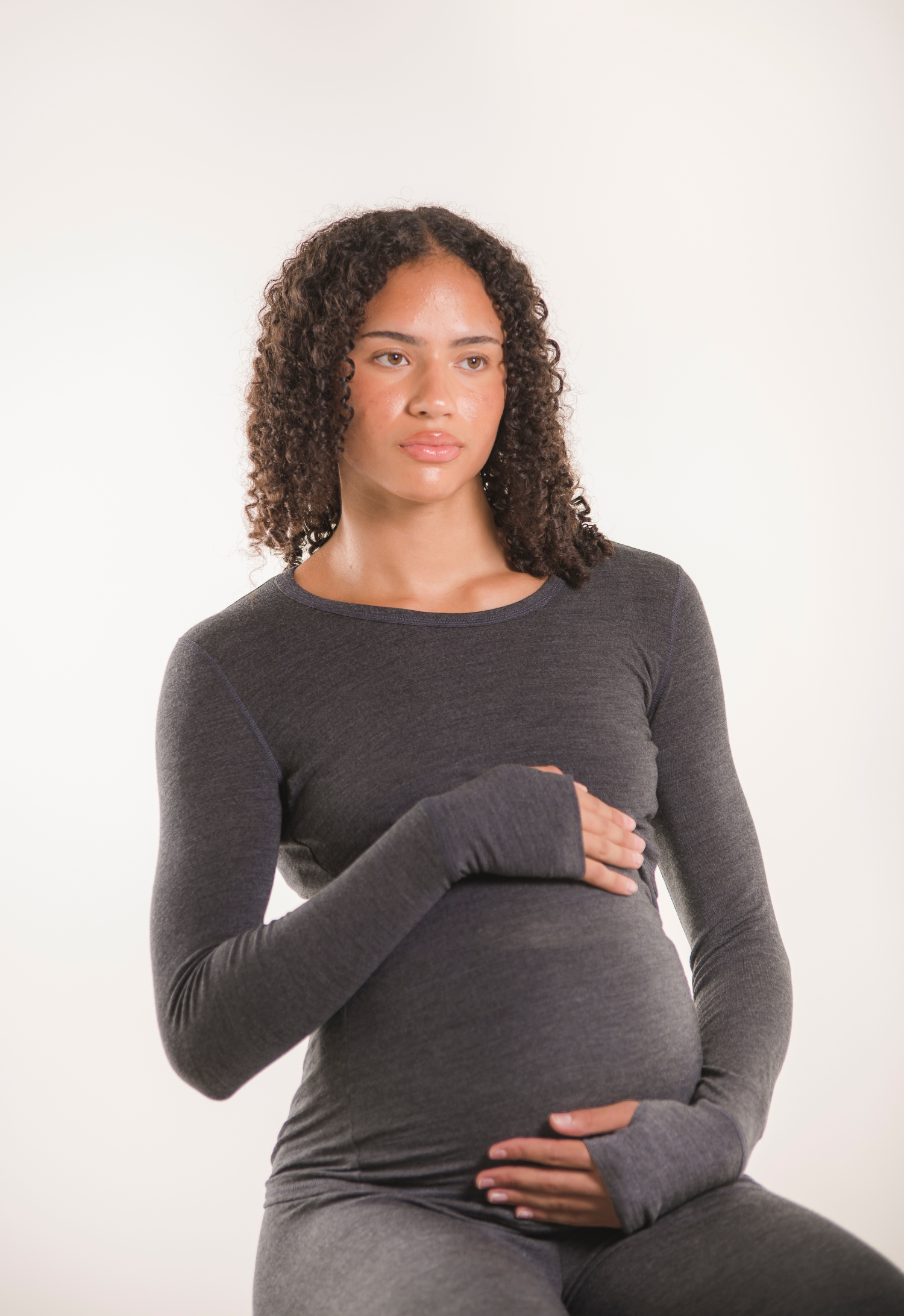 Product Image for Amningströja i merinoull - Dark Grey Melange - S