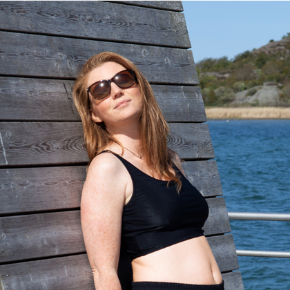 Ribbad badtopp - Svart