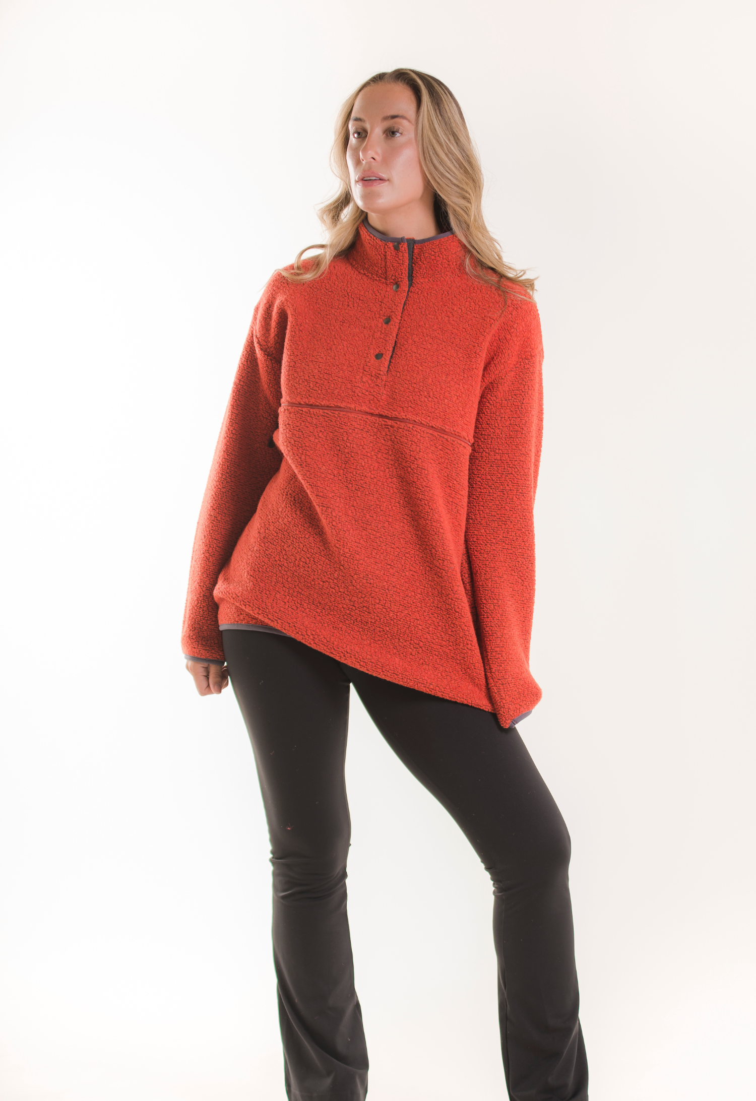 Fleecetröja i ull 90s - Orange