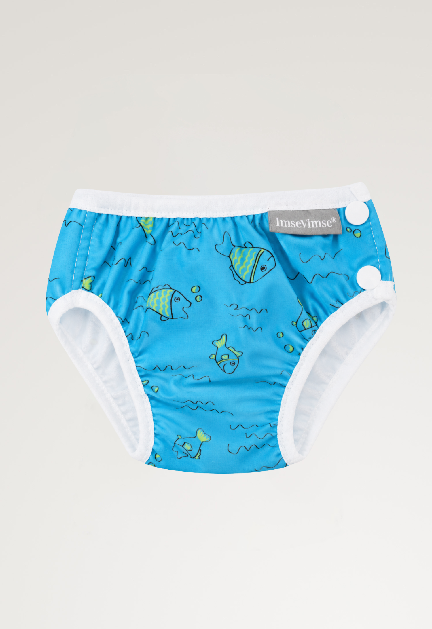 Badblöja med sidoknäppning - Turquoise Fish 6-8kg
