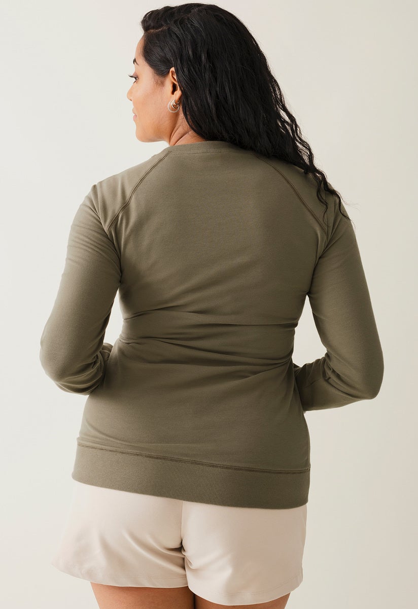 Sweatshirt med fleecefodrad amningsfunktion - Khakigrön