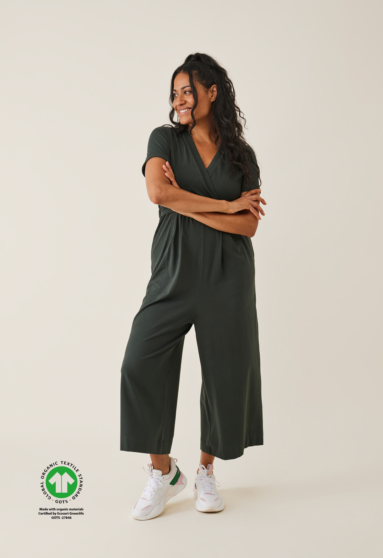 Jumpsuit gravid med amningsfunktion - Deep Green