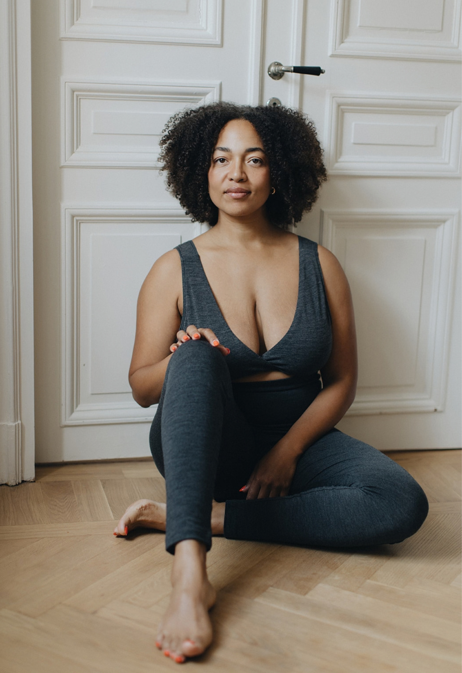 Gravidleggings i merinoull - Grey Melange