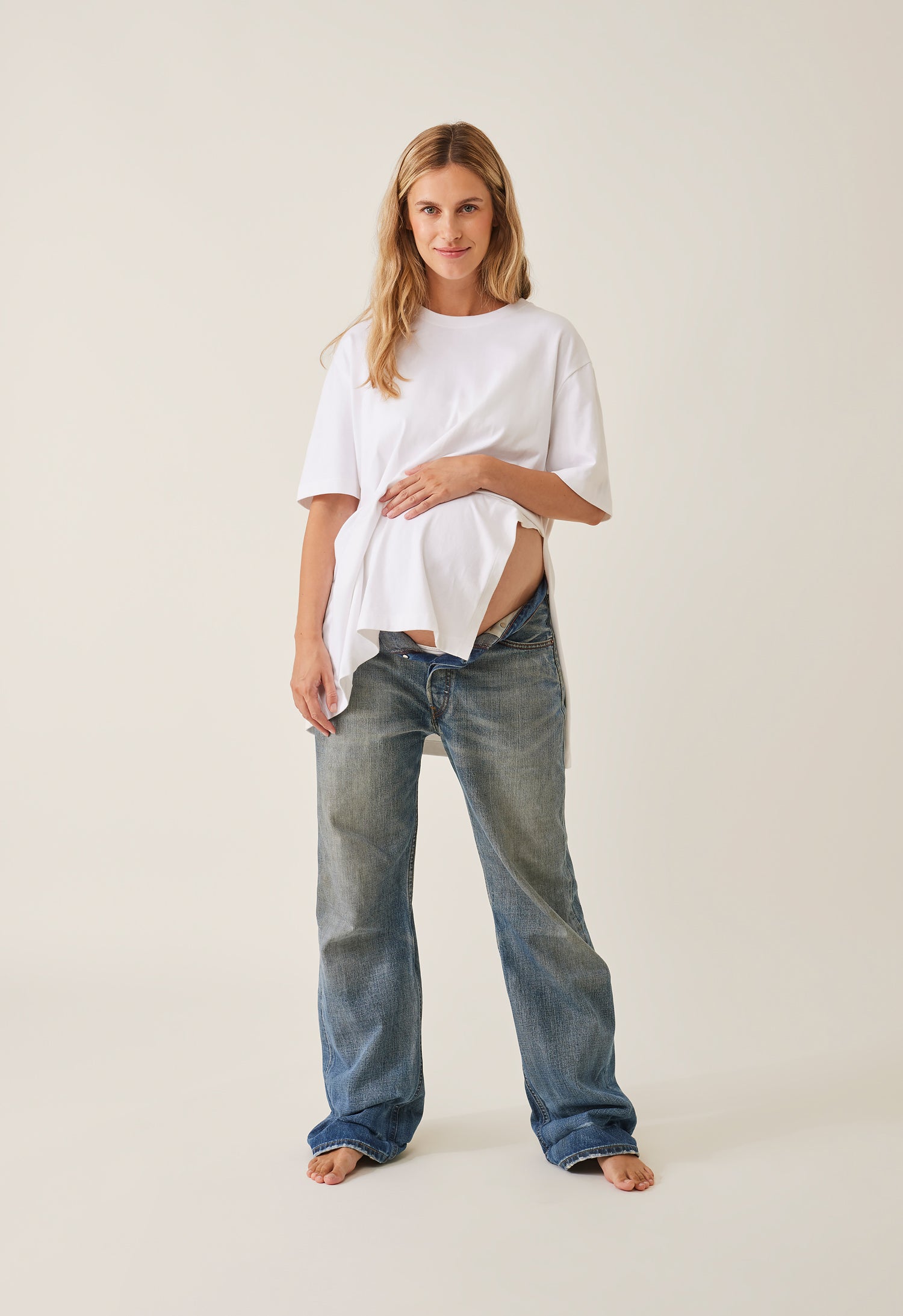 Oversized t-shirt med slits - Vit