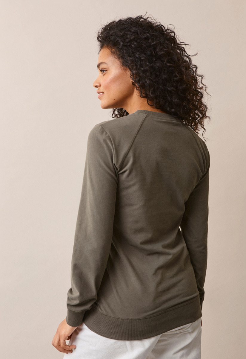 Sweatshirt med fleecefodrad amningsfunktion - Olive Leaf