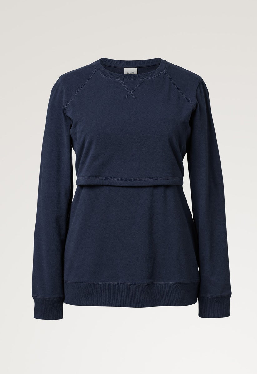 Sweatshirt med fleecefodrad amningsfunktion - Marinblå