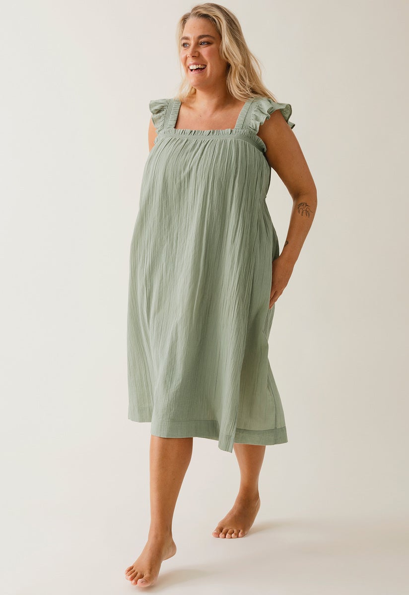 Boho amningsklänning med smock - Green Tea