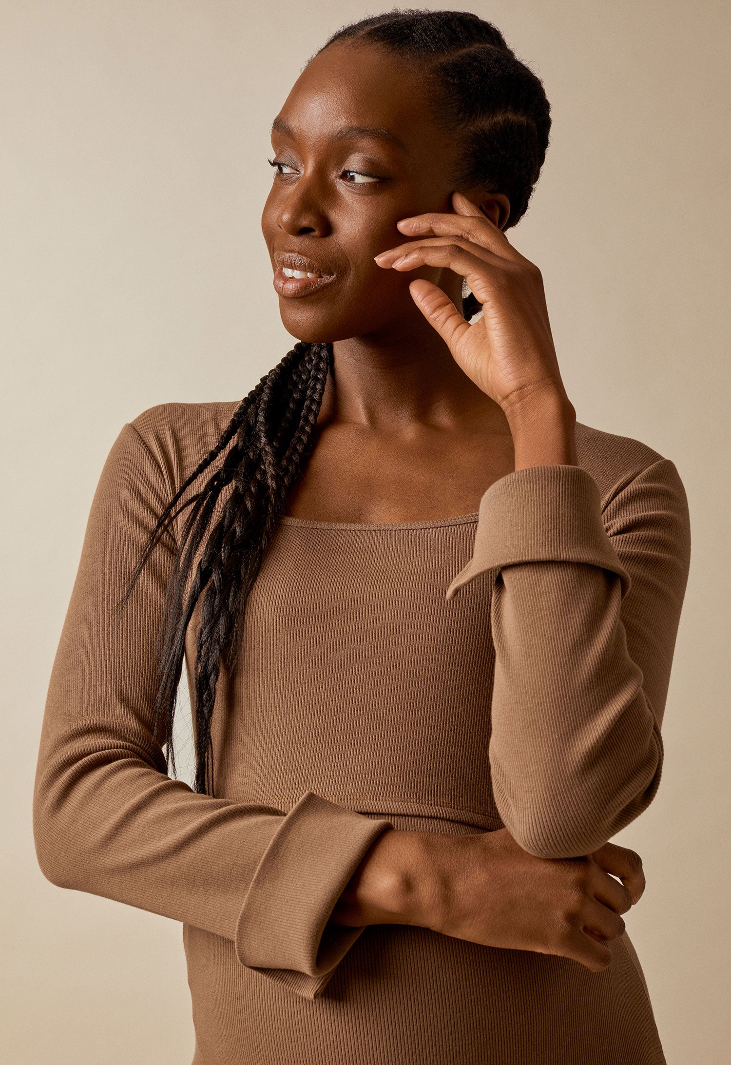 Signe l/s dress - Hazelnut