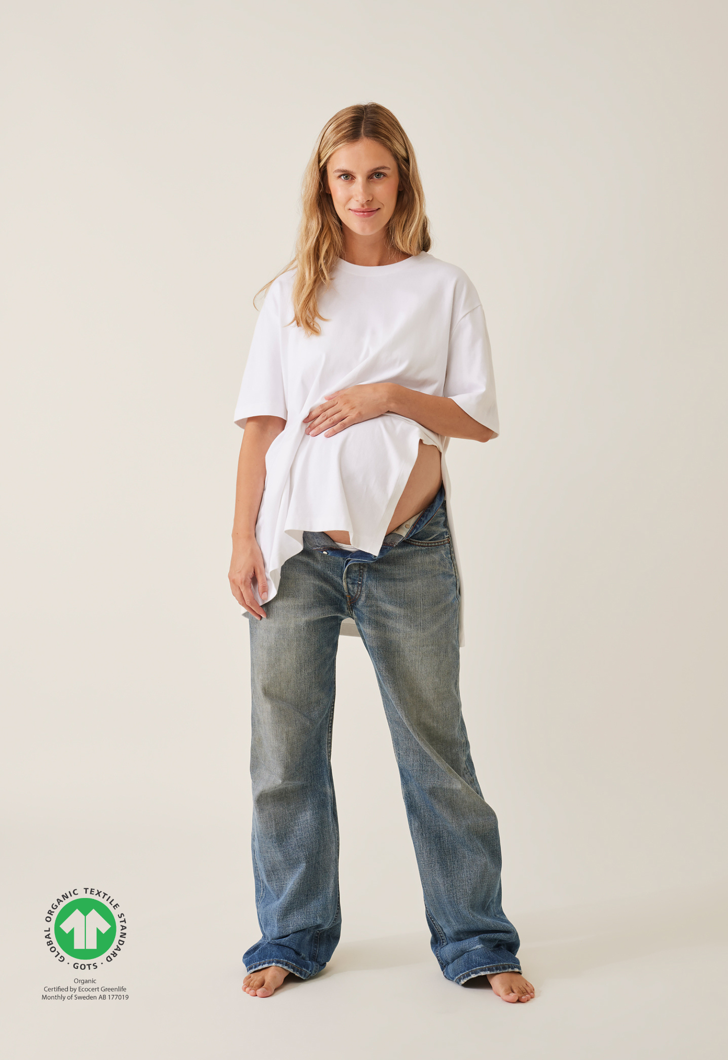 Oversized t-shirt med slits - Vit