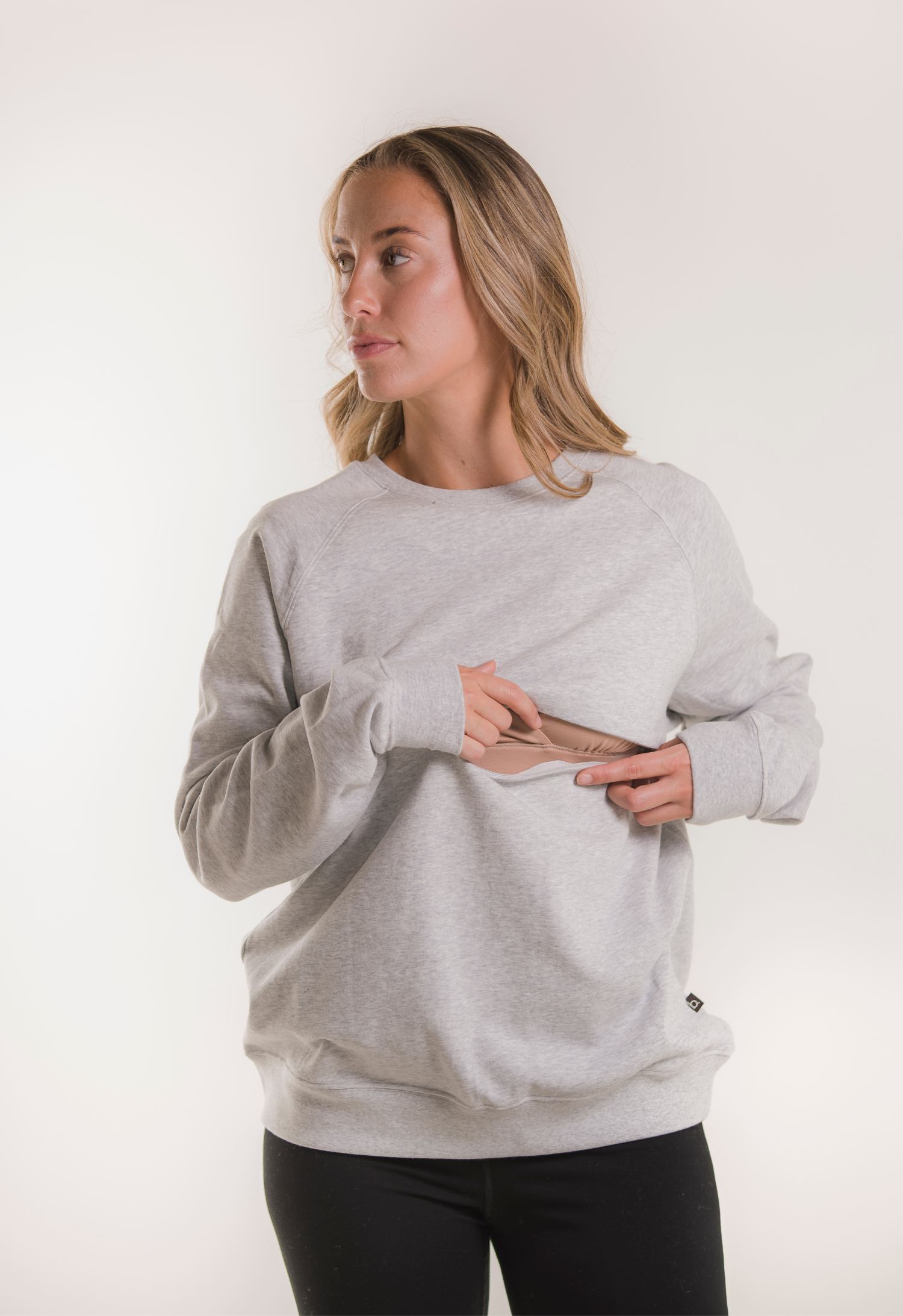 Sweatshirt med amningsfunktion - Grey melange