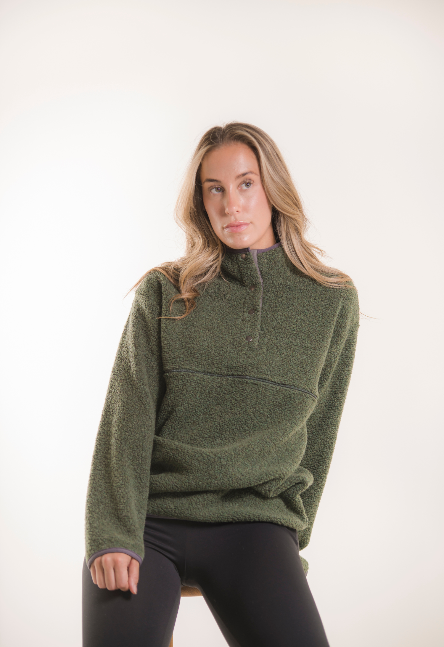 Product Image for Fleecetröja i ull 90s - Grön - S/M