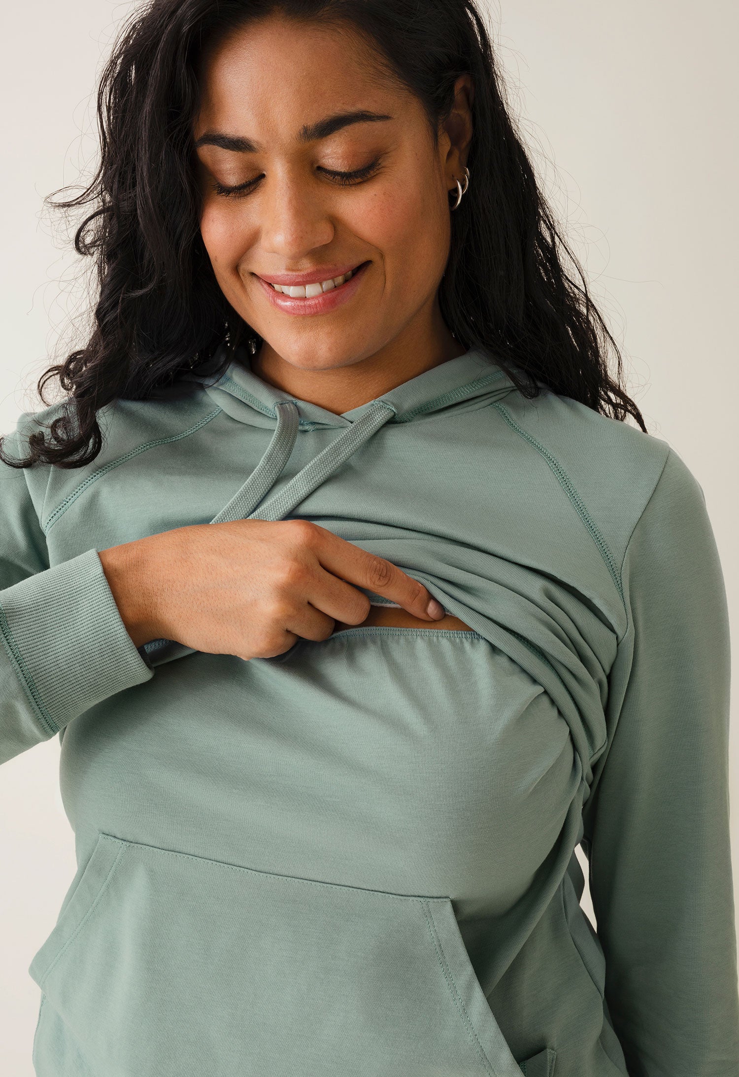 Hoodie med fleecefodrad amningsfunktion - Mint