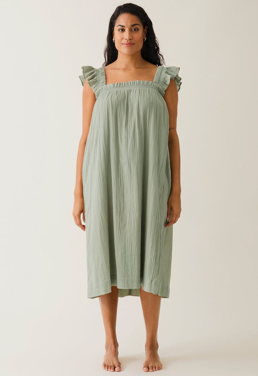 Boho amningsklänning med smock - Green Tea