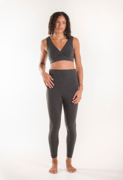 Gravidleggings i merinoull - Grey Melange