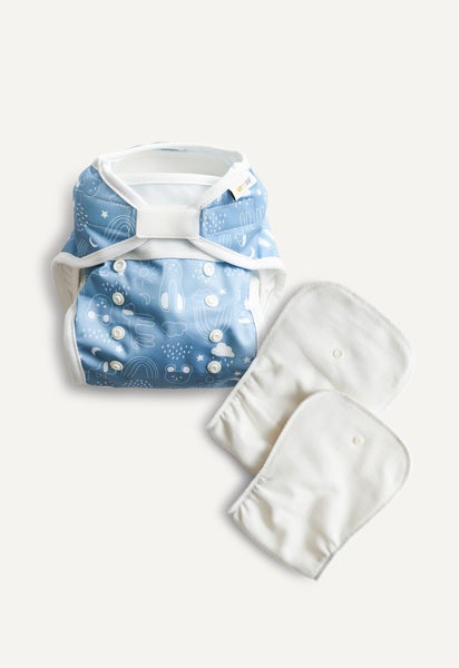 Skalblöja och inlägg - All in Two - Blå Teddy