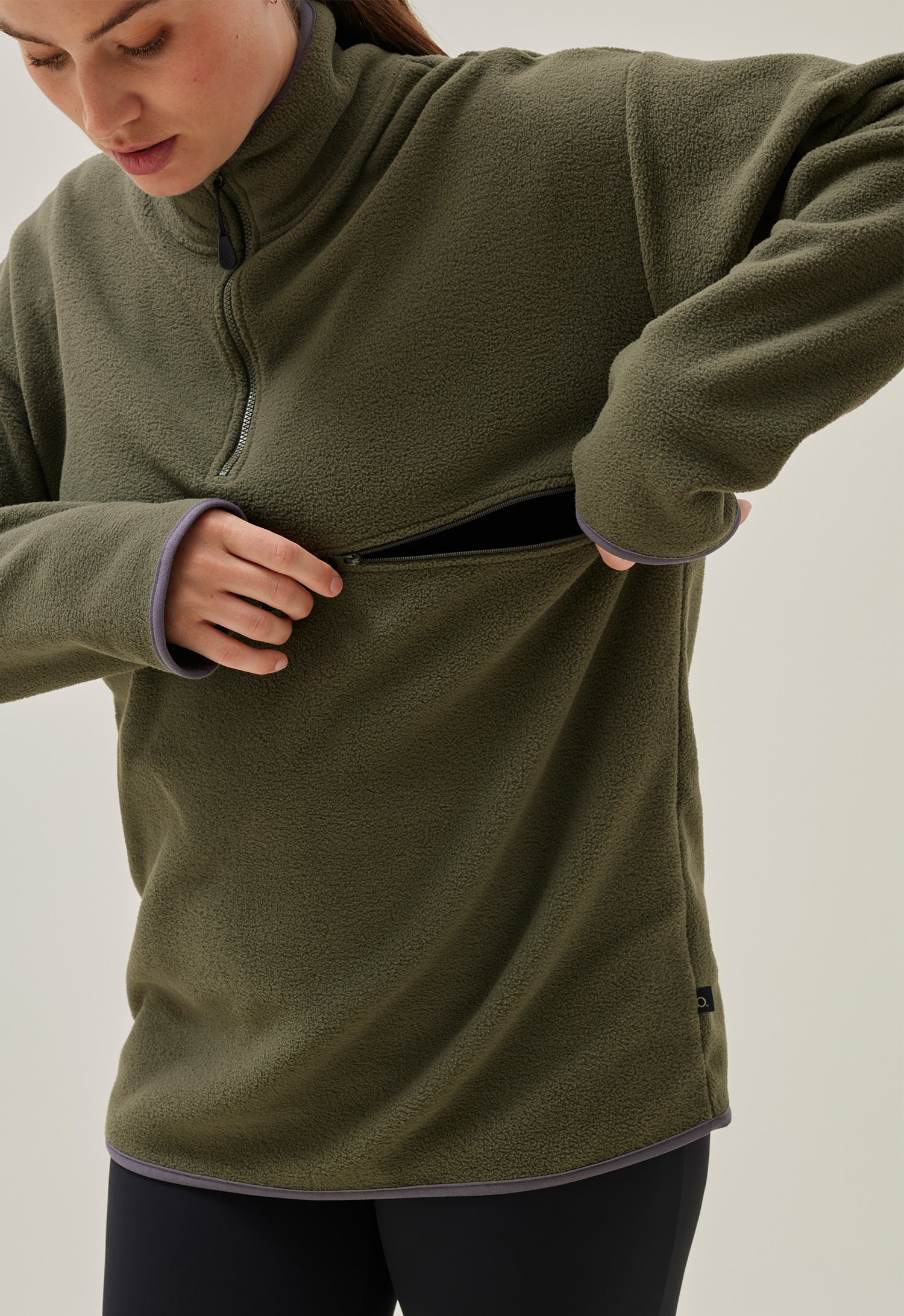 Product Image for Fleecetröja med amningsfunkion - Olivgrön - L/XL