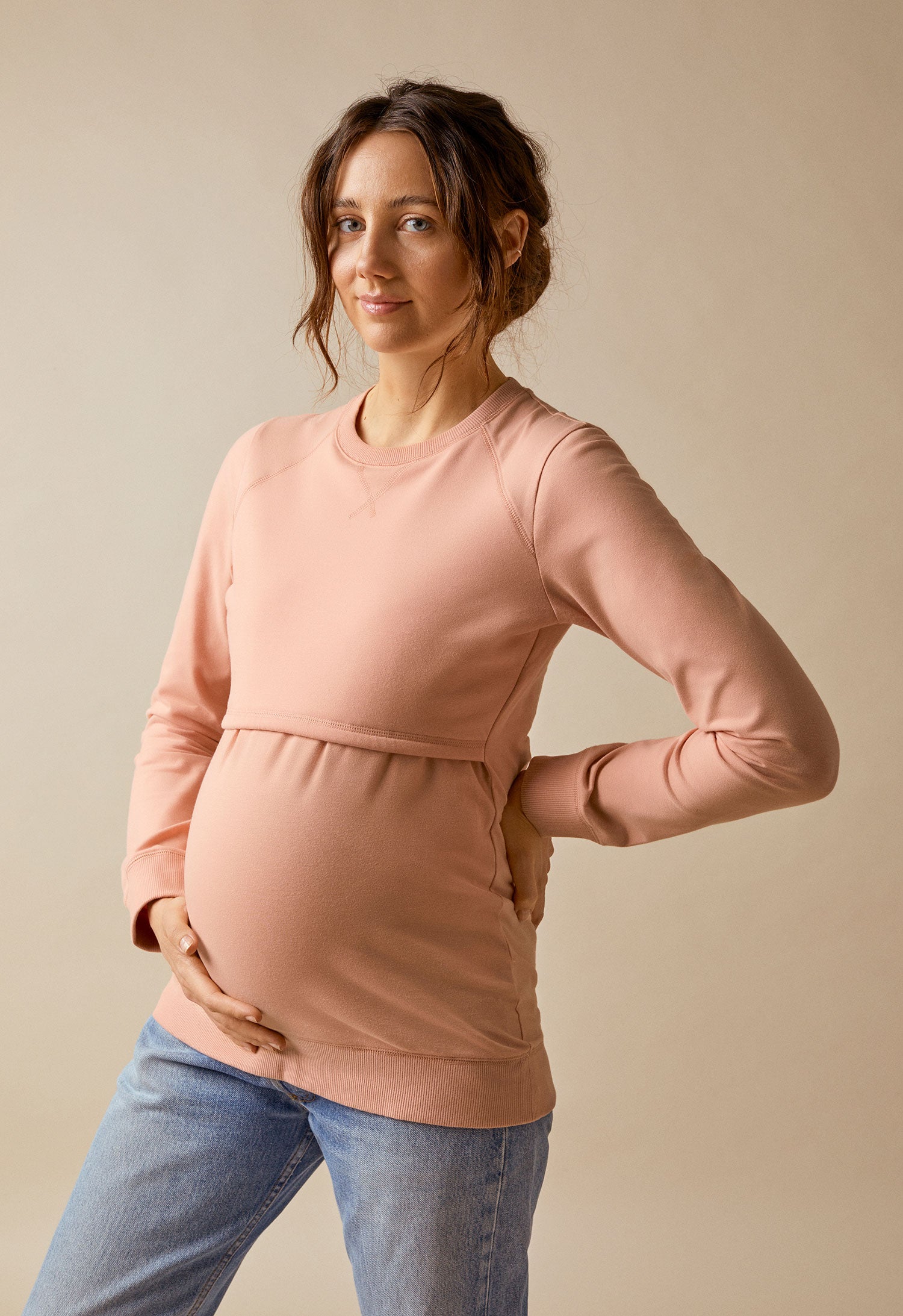 Sweatshirt med fleecefodrad amningsfunktion - Papaya
