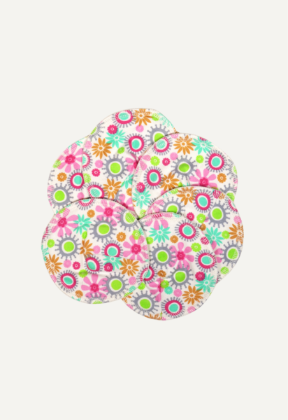 Amningsinlägg i ekologisk bomull - Blommor - 3 pack