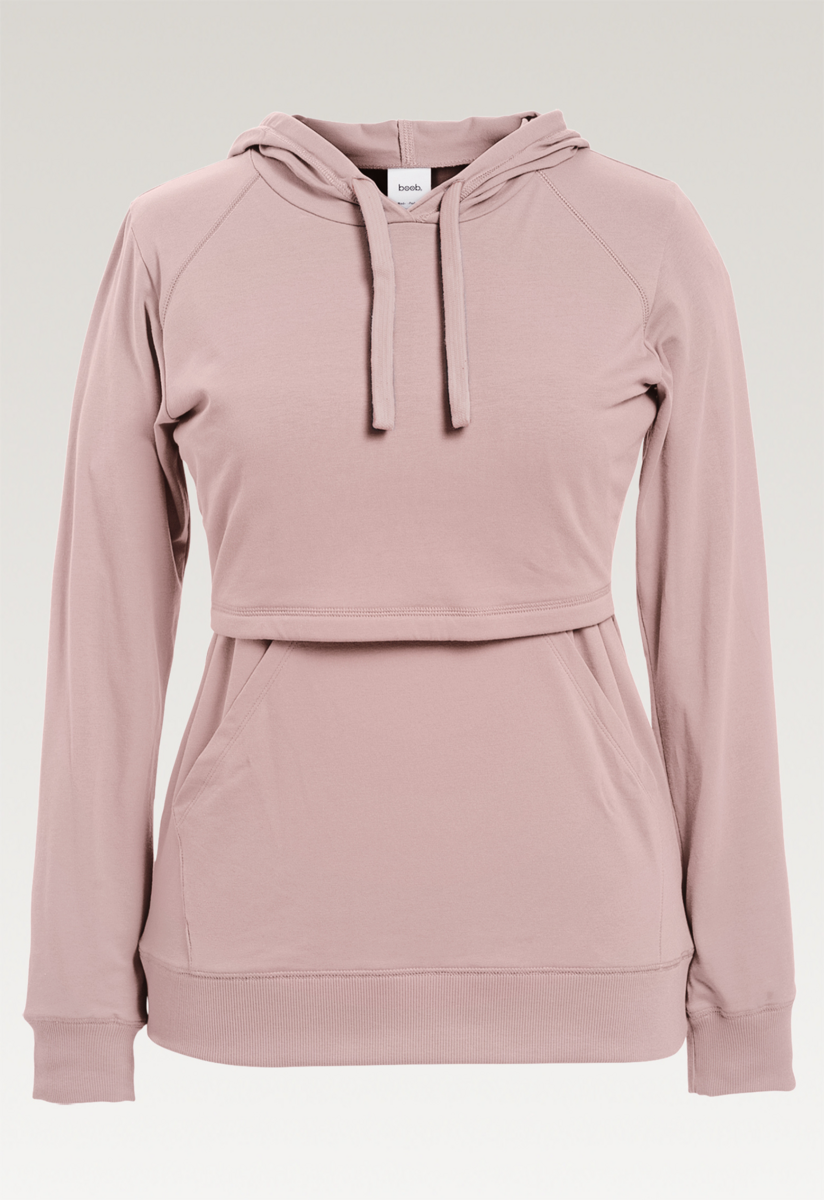 Hoodie med fleecefodrad amningsfunktion - Pebble