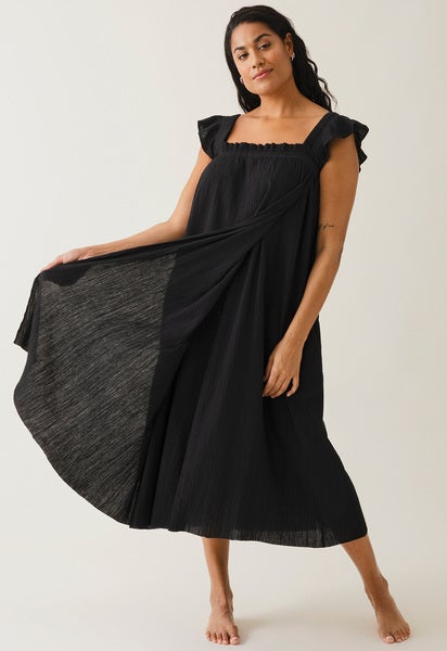 Boho amningsklänning med smock - Svart